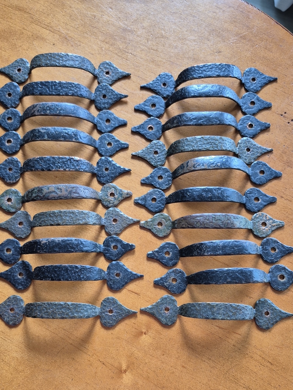 Vintage Hammered Copper Drawer Pulls. Lot of 20
